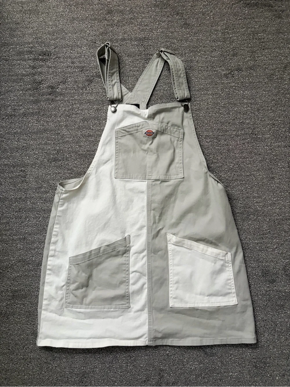 Dickies Two-Tone Light Gray and Off-White Pinafore Dress